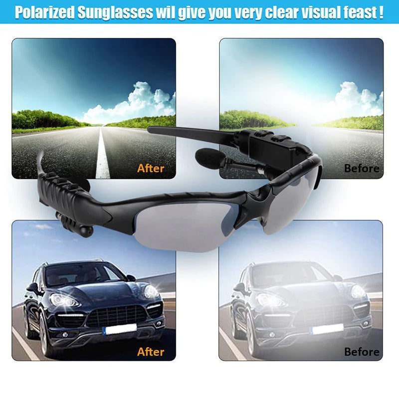 Wireless Glasses 2 in 1 Polarized Fashion Glasses Earphone, Wireless Headset with Mic