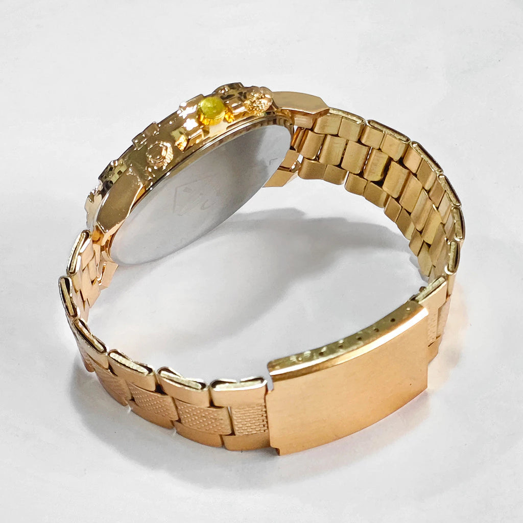 Gold Plated 3PCS Elegant Quartz Watch, Bracelet & Necklace